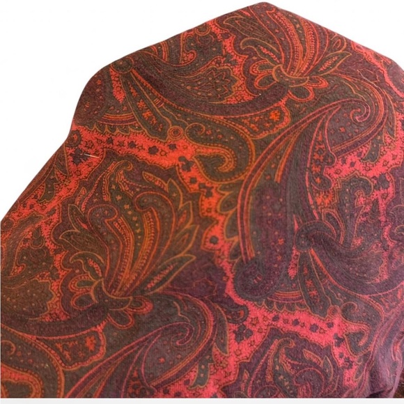 GAP vintage Red, Burgundy and Black Paisley Turtleneck - Picture 2 of 7